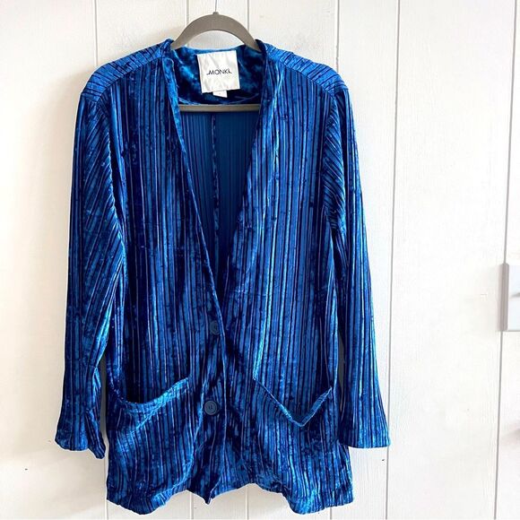MONKI Velvet Blue Blazer Jacket - Picture 1 of 9